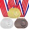 12 Pieces Award Medals 1st 2nd 3rd (Gold, Silver, Bronze) Metal Olympic Style Winner with Neck Ribbon, 2 Inches